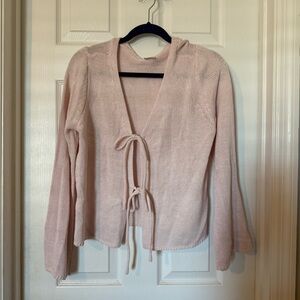 No Boundaries Light Pink Tie Front Cardigan